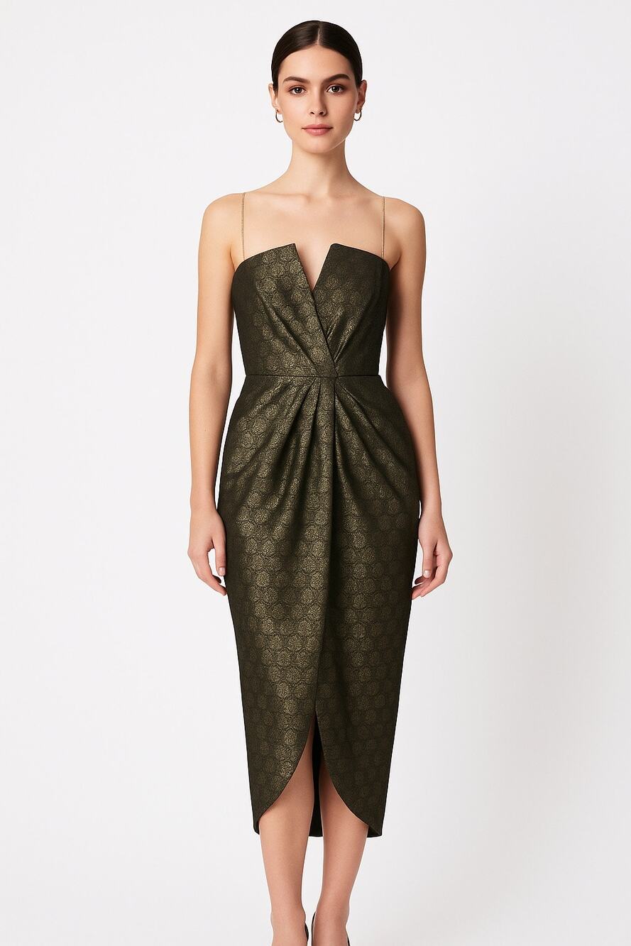 1980’s Carolyne Roehm strapless Metallic Brocade Strapless Gown formal dress XXS